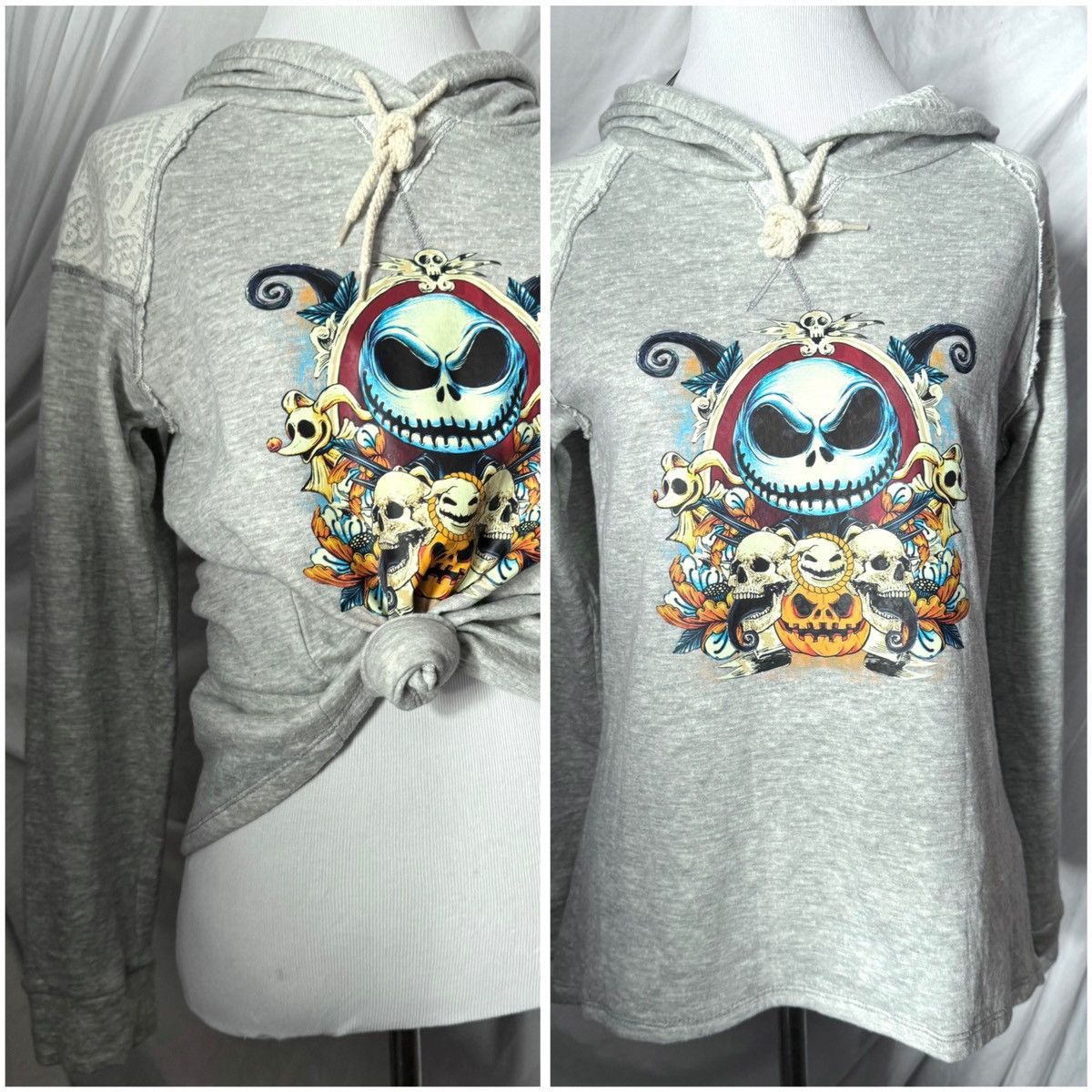 Nordstrom Night Before Christmas, Halloween Theme Asymmetrical Hoodie Size M / US 6-8 / IT 42-44 - 4 Thumbnail