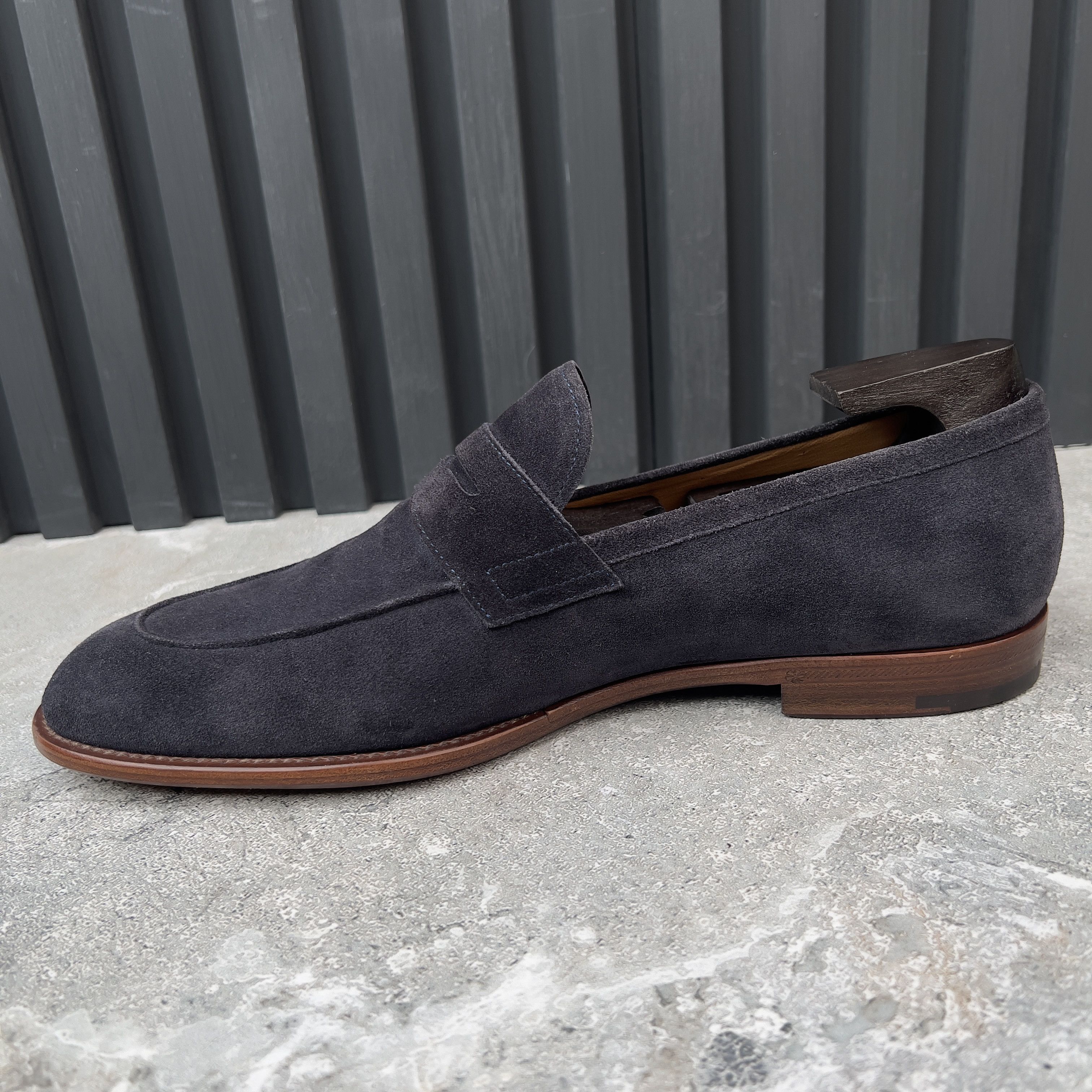 Louis Vuitton Kensington Loafers Penny Navy Blue Suede Size US 8.5 / EU 41-42 - 6 Thumbnail