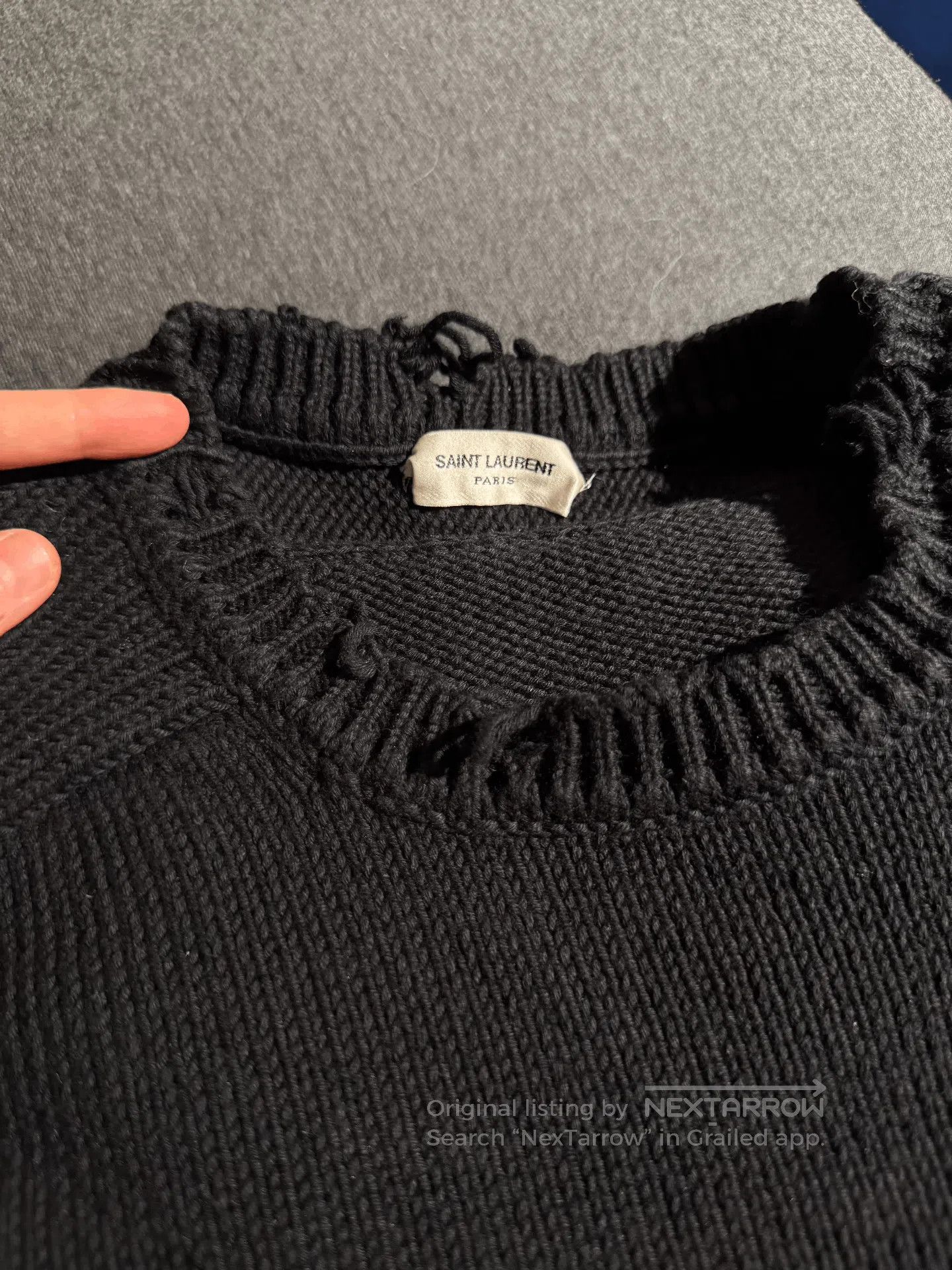 Saint Laurent Paris Saint Laurent Black Ribbed Ruffled Collar Sweater. Size US XL / EU 56 / 4 - 2 Thumbnail