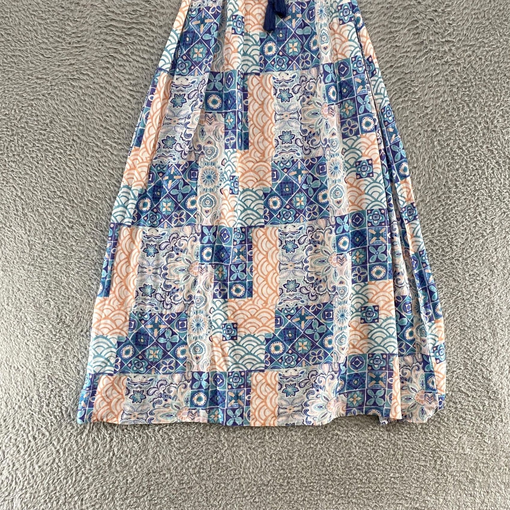 Vintage World Market Maxi Dress Womens Small Medium Blue Boho Kaftan Kimono India Size M / US 6-8 / IT 42-44 - 3 Thumbnail