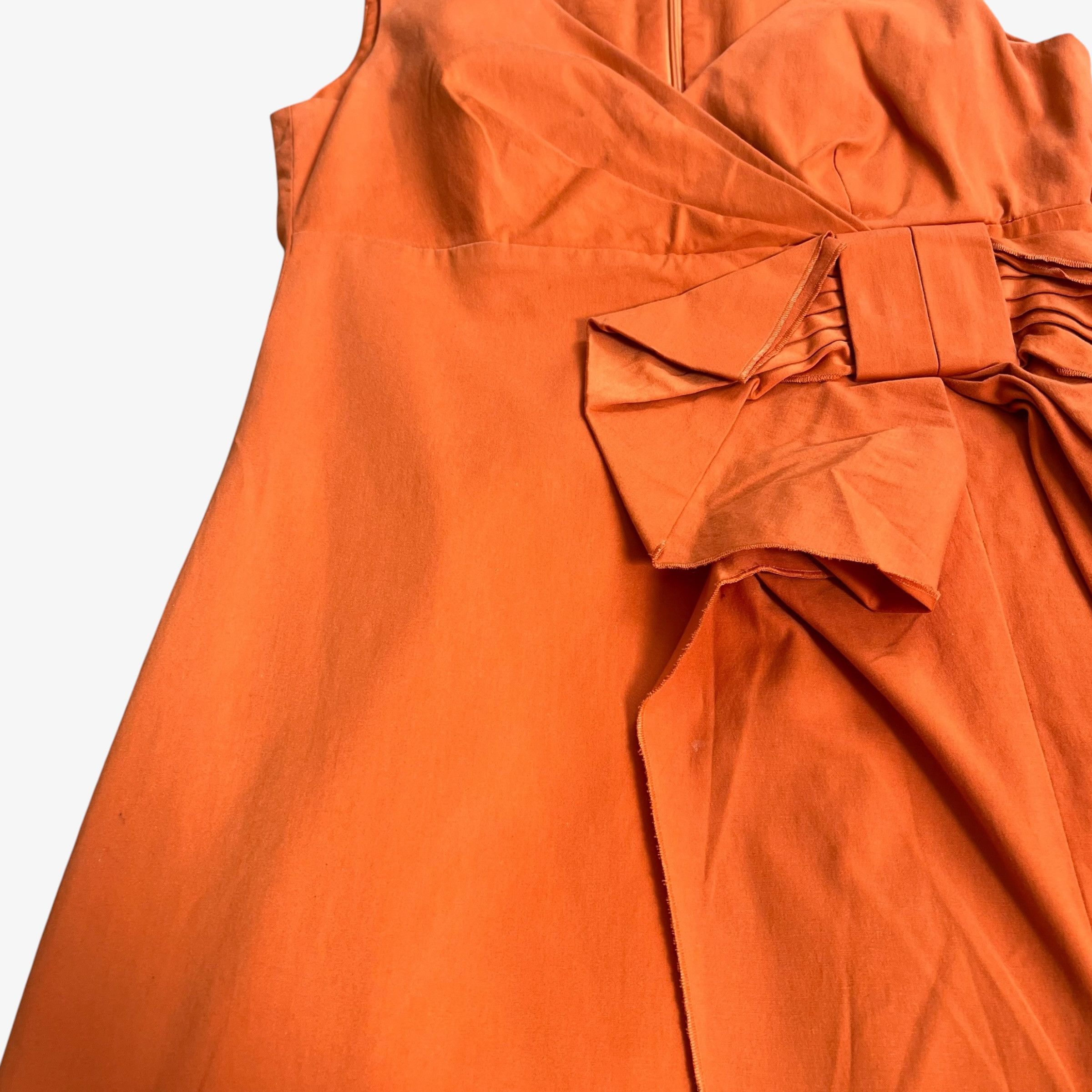 Valentino Vintage Y2K Women's Red Valentino Orange Bow Dress Size S / US 4 / IT 40 - 7 Thumbnail
