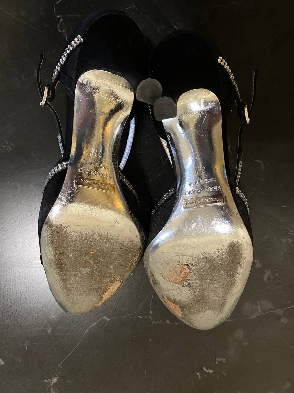 Dolce & Gabbana DOLCE & GABBANA shoe sandals Black crystal platforms heels Size US 7 / IT 37 - 10 Thumbnail