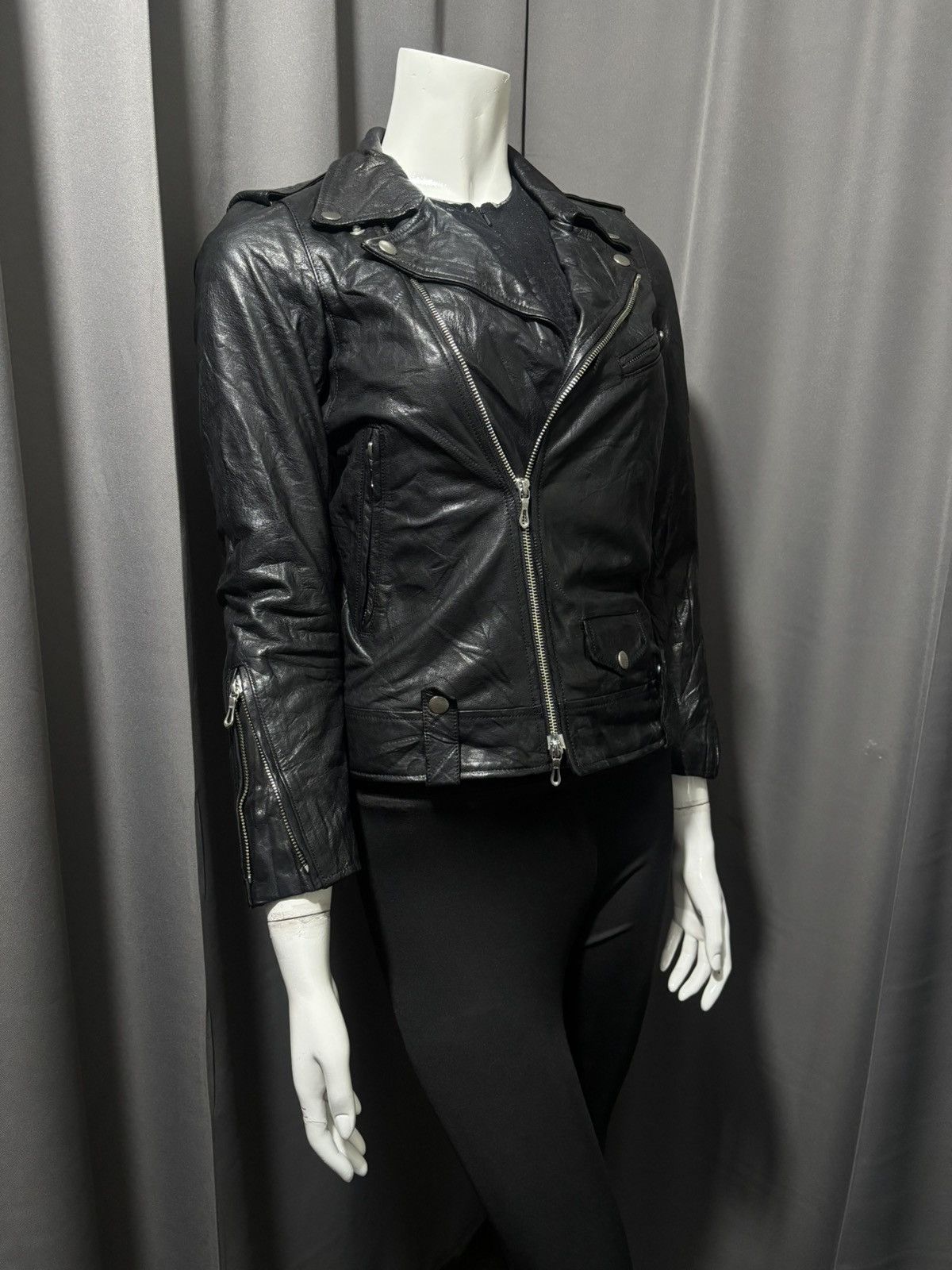 5351 POUR LES FEMMES 2000s 5351 Les Pour Femmes- Goatskins Biker Leather Jacket Size XS / US 0-2 / IT 36-38 - 15 Thumbnail