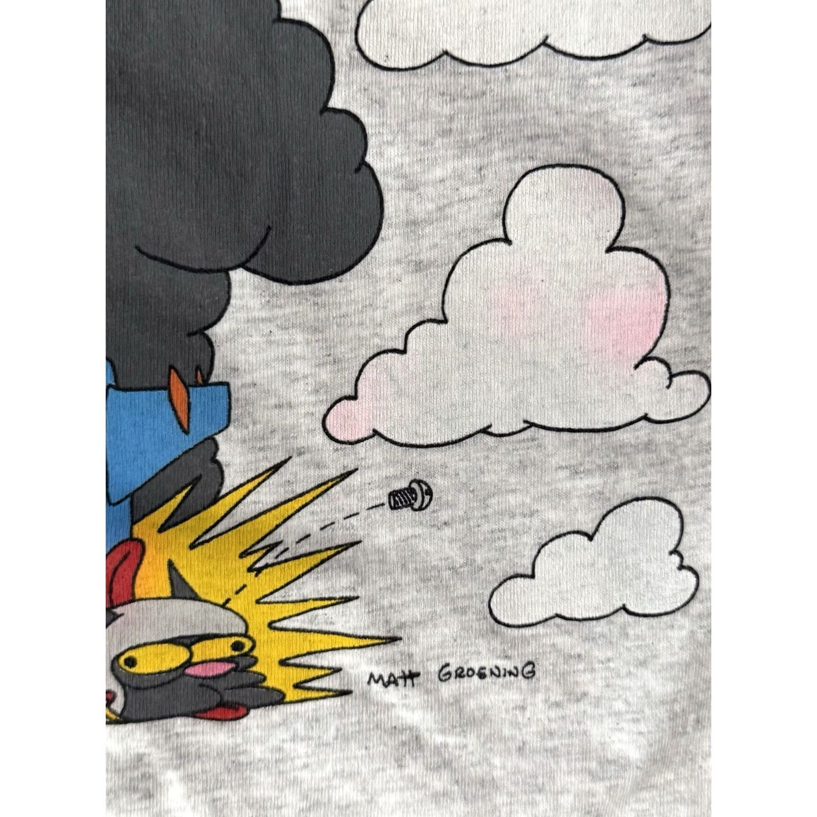 Vintage VINTAGE The Simpsons Itchy & Scratchy Promo Shirt XL Gray Short Sleeve Mens T-Shirt 90s AOP Matt Groening Creative Images Size US XL / EU 56 / 4 - 4 Thumbnail