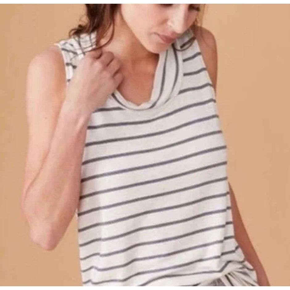 Lou & Grey Lou & Grey LOFT Soft Striped Sleeveless Cowl Neck Shirt, S Size S / US 4 / IT 40 - 8 Thumbnail