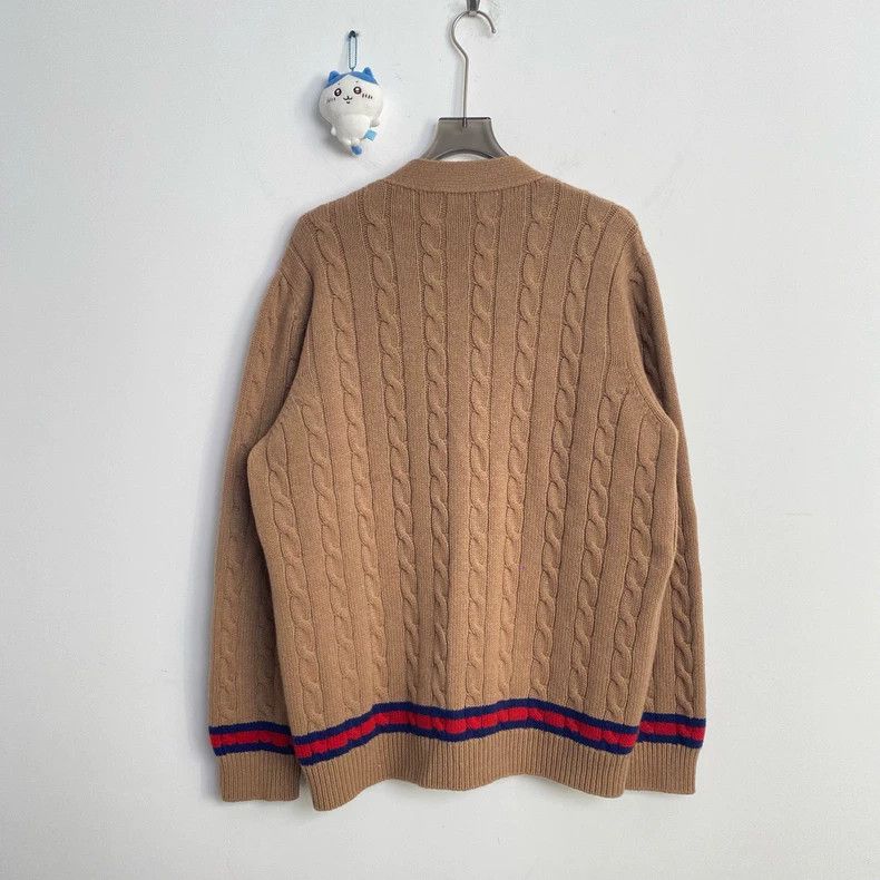Gucci Gucci Khaki red and green stitching cashmere cardigan 2502- Size US XL / EU 56 / 4 - 3 Thumbnail
