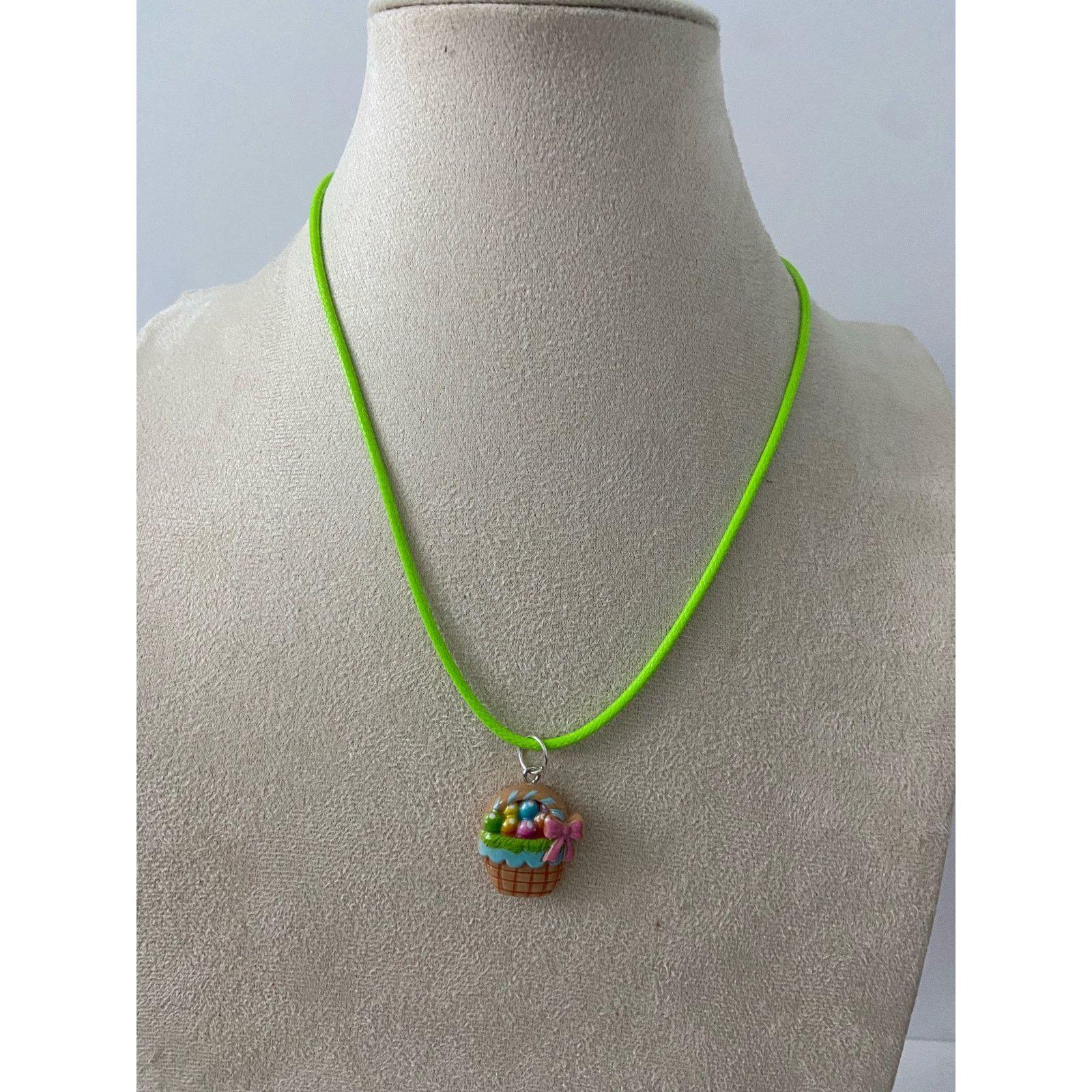 Handmade Easter basket pendant necklace Size ONE SIZE - 1 Thumbnail