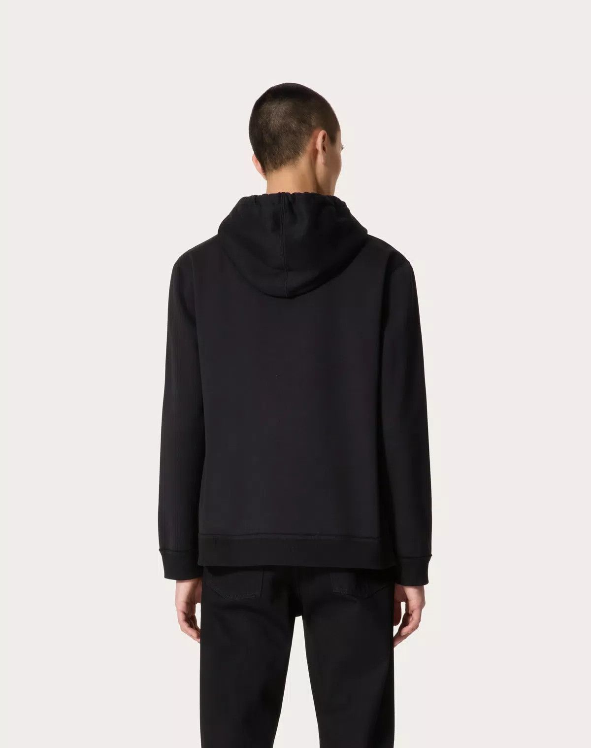 oc11z0725 Cotton Hooded Sweatshirt in Black