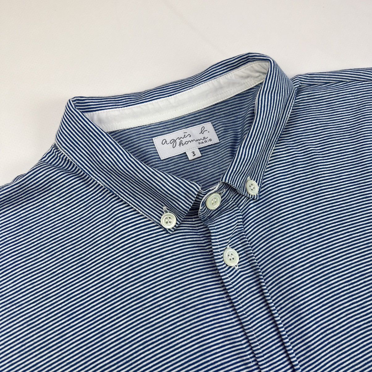 Designer × agnes b. Agnes B. Homme Paris blue white stripped shirt Size US M / EU 48-50 / 2 - 2 Thumbnail