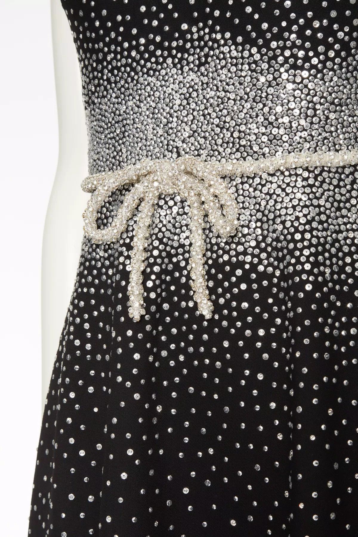 Valentino o1s1wg110625 Crepe Couture Dress in Black/Silver Size S / US 4 / IT 40 - 4 Thumbnail