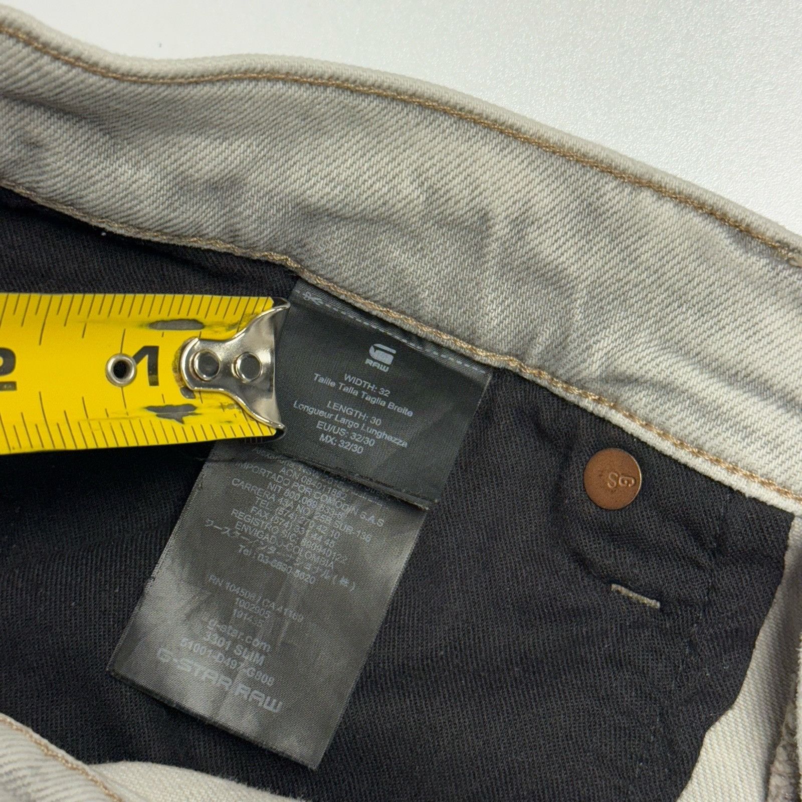 G-Star G-Star Original Raw Denim Jeans Mens Gray 3301 Slim 32x30 (3 Size US 33 - 7 Thumbnail