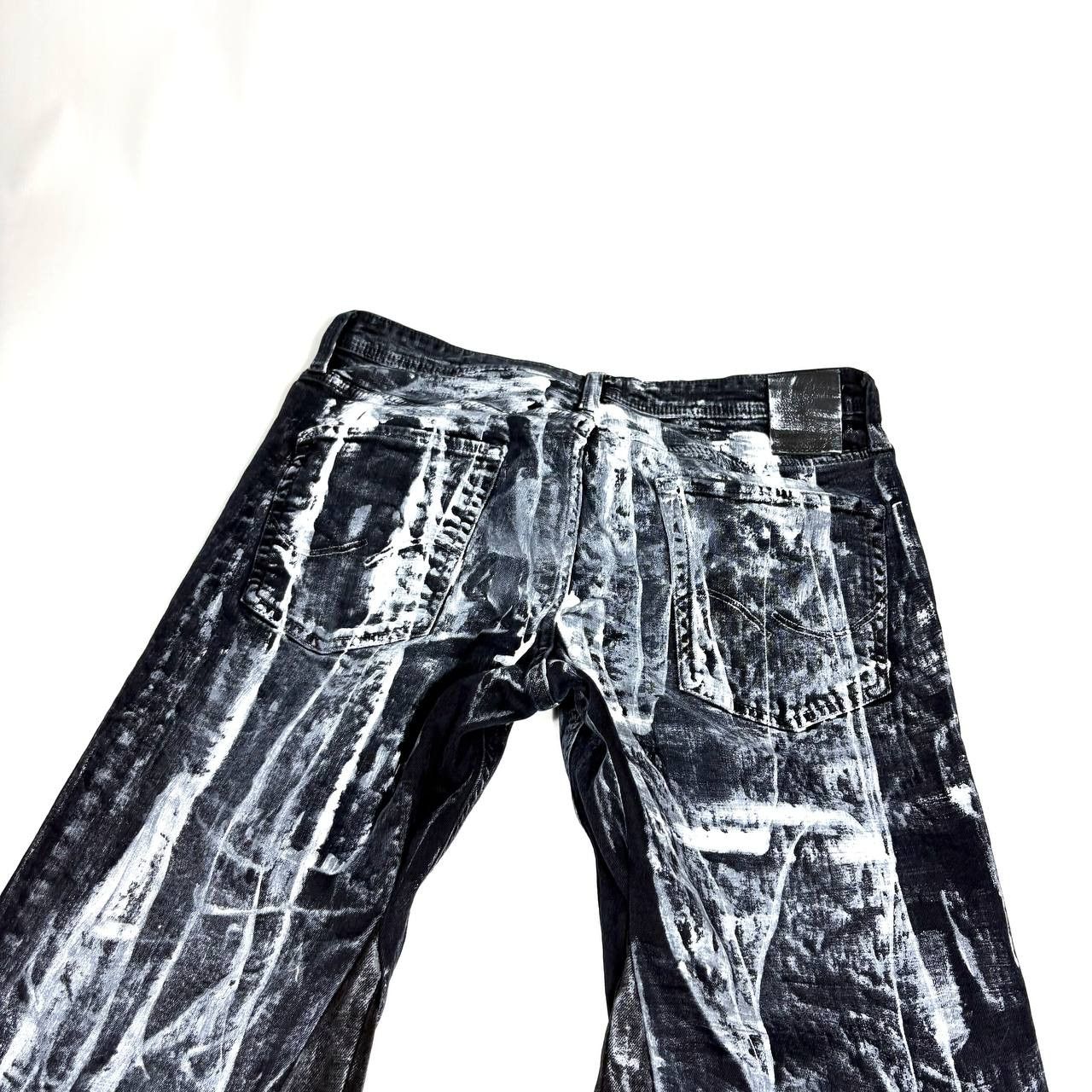 Japanese Brand Custom Black Baggy Distressed Jeans Painted Wide Leg Size US 31 - 4 Thumbnail