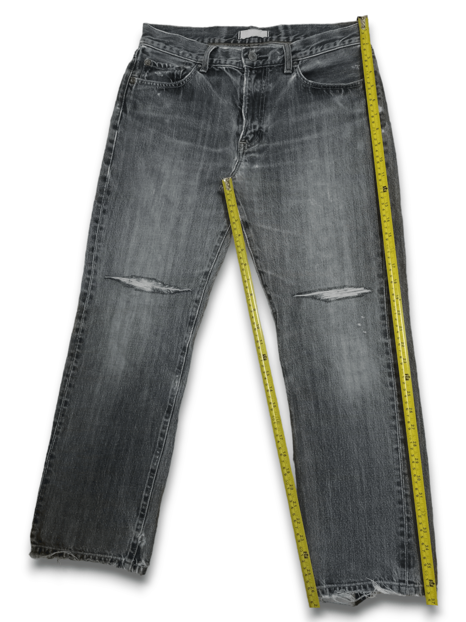 Japanese Brand × Uniqlo Vintage Uniqlo Earth Tone Distressed Loose Jeans 31x27 Size US 31 - 9 Thumbnail