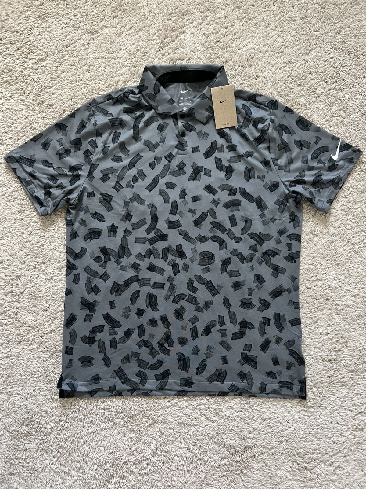 Nike Tour Dri-FIT Golf Polo Black Print Shirt
