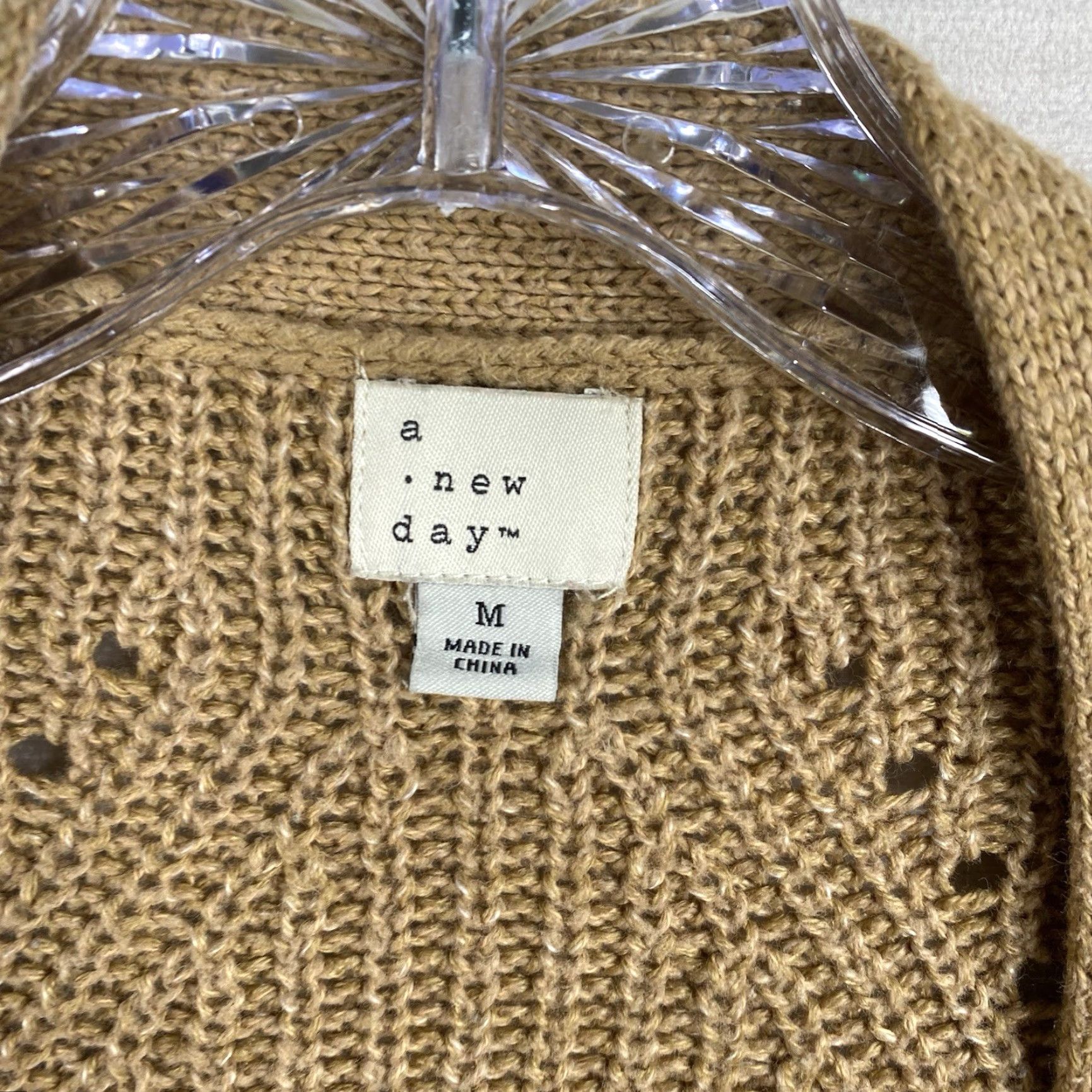 Vintage A New Day Cardigan Womens M Brown Cable Knit Open Front V-Neck Casual Autumn Winter - Sweater Mens? Size M / US 6-8 / IT 42-44 - 3 Thumbnail