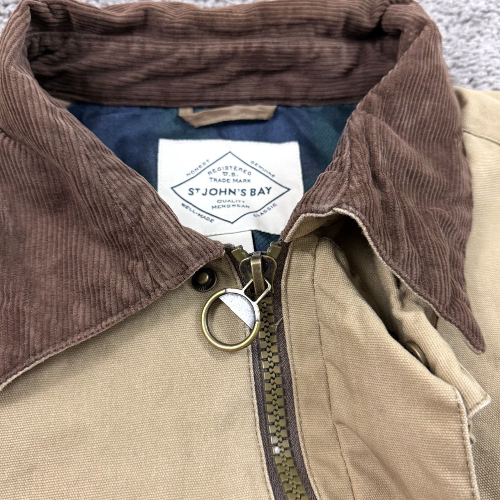 Vintage St. John's Bay Jacket Mens 2XL Beige Canvas Full Zip Lined Pockets Workwear Shirt/Jacket Size US XXL / EU 58 / 5 - 5 Thumbnail
