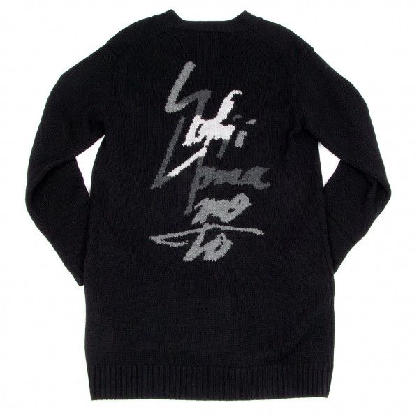 image of Aw15 Yohji Yamamoto Pour Homme Back Logo Long Sweater 3 in Black, Men's (Size Large)