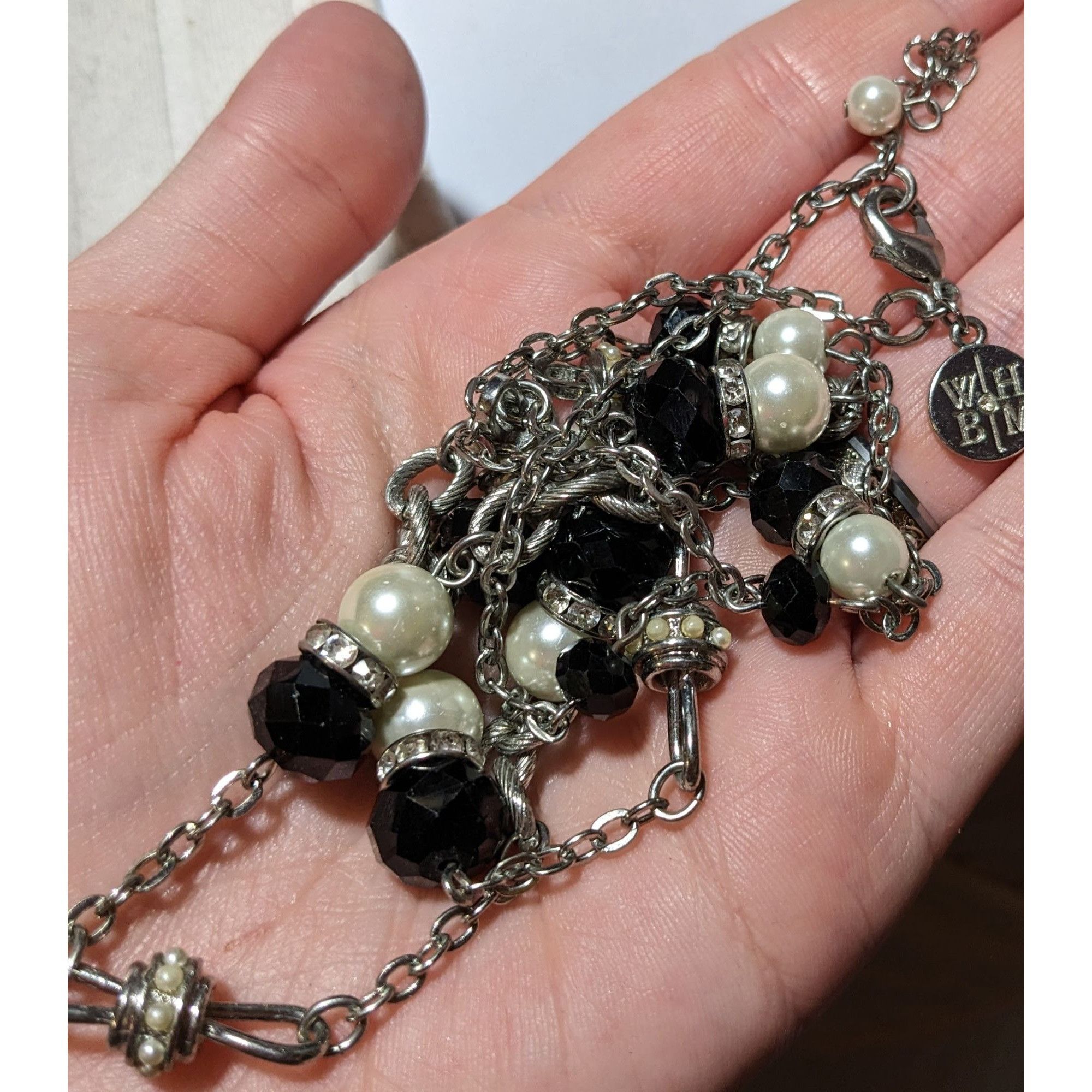 White House Black Market White House Black Market Pearl Black Glass Chain Necklace Size ONE SIZE - 9 Thumbnail
