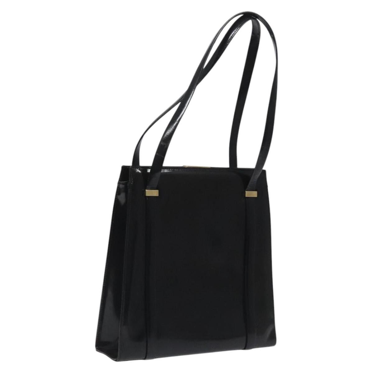 GUCCI Shoulder Bag Patent Leather Black Gold 001 1781 001