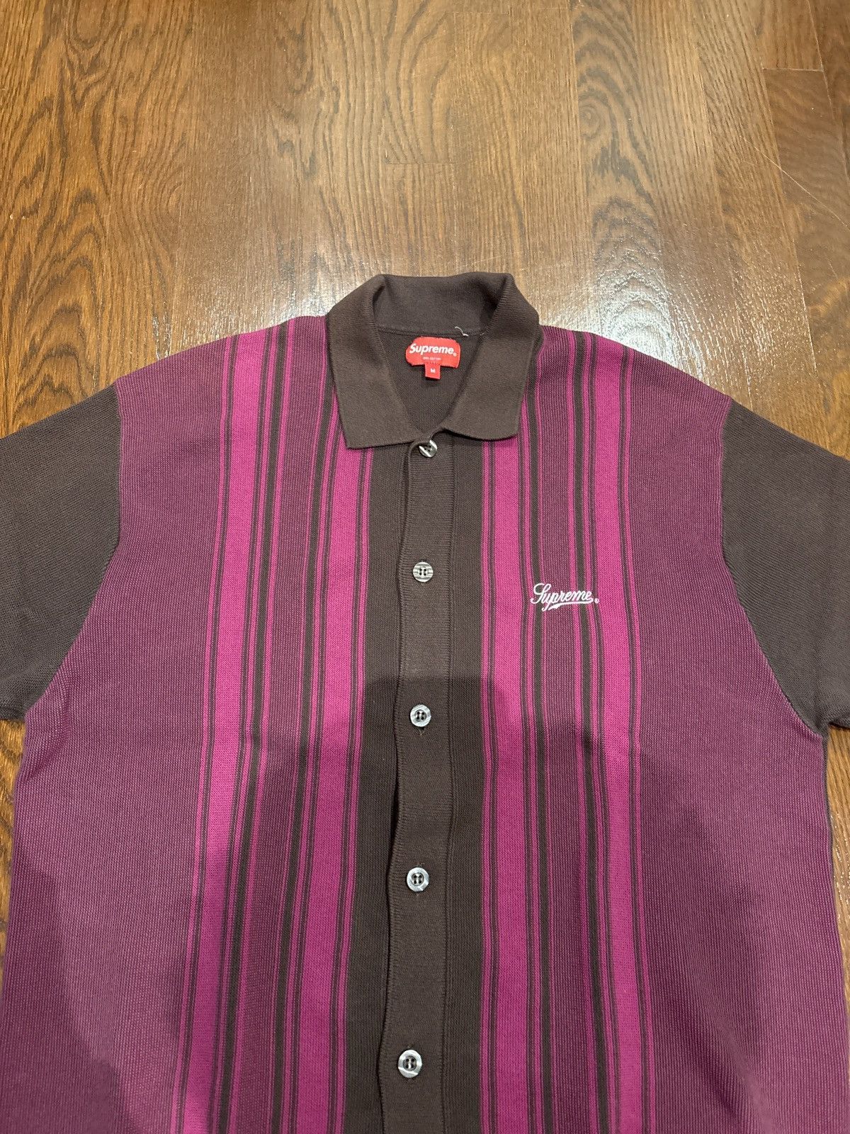 Supreme Supreme Knit Stripe Button Up Polo in Brown SS22 Size US M / EU 48-50 / 2 - 3 Thumbnail