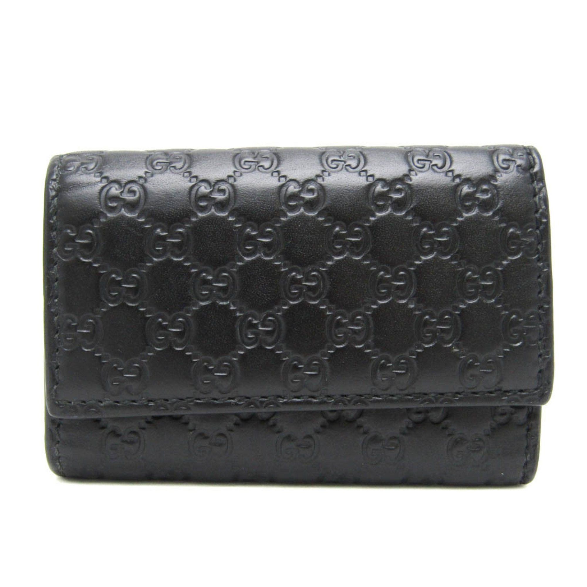 image of Gucci Microssima 150402 Women,men Leather Key Case Black, Women's