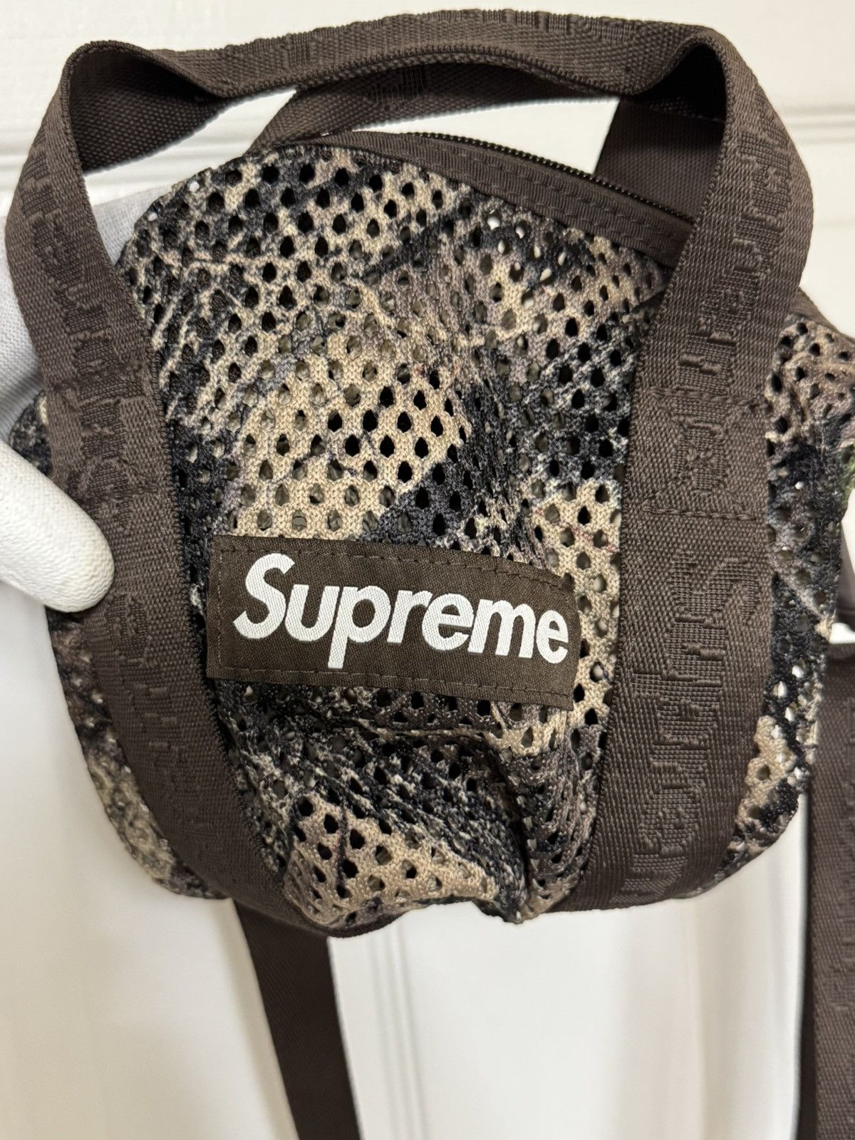Supreme SS25 Supreme Mesh Mini Duffle Bag Khaki Camo | Grailed