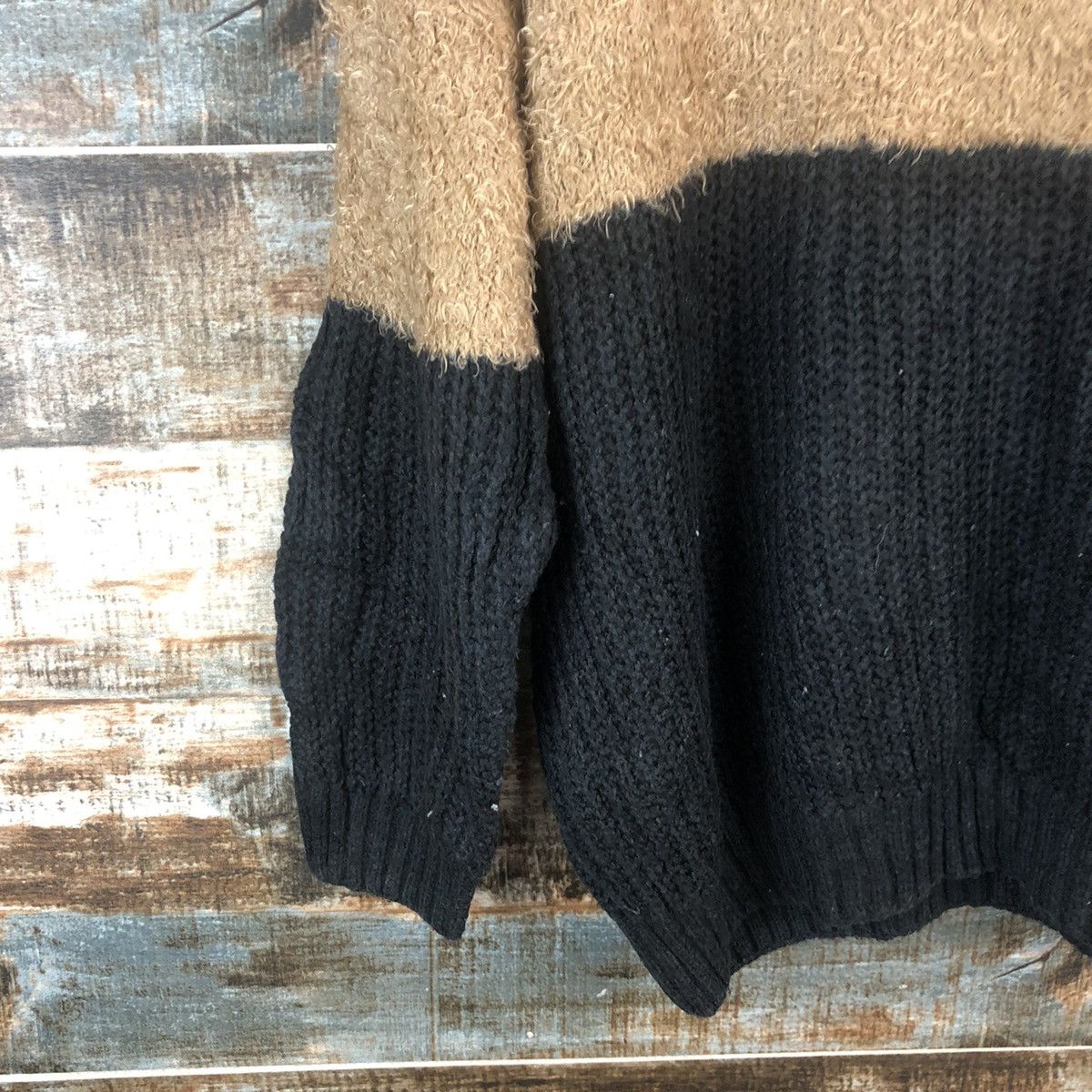 Japanese Brand DL Ingni Brown Black Mohair shaggy fur Knitwear #C401 Size M / US 6-8 / IT 42-44 - 15 Thumbnail