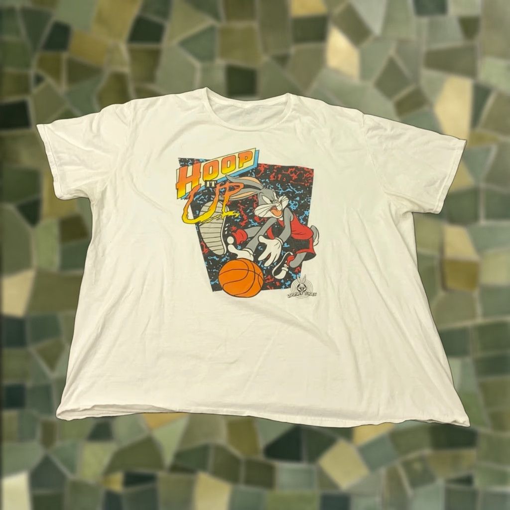 Vintage Looney Tunes Mens Shirt 3XL White Bugs Bunny Hoop It Up Graphic Shirt Mens 3XL White Bugs Bunny Graphic Print Size US XXL / EU 58 / 5 - 1 Thumbnail