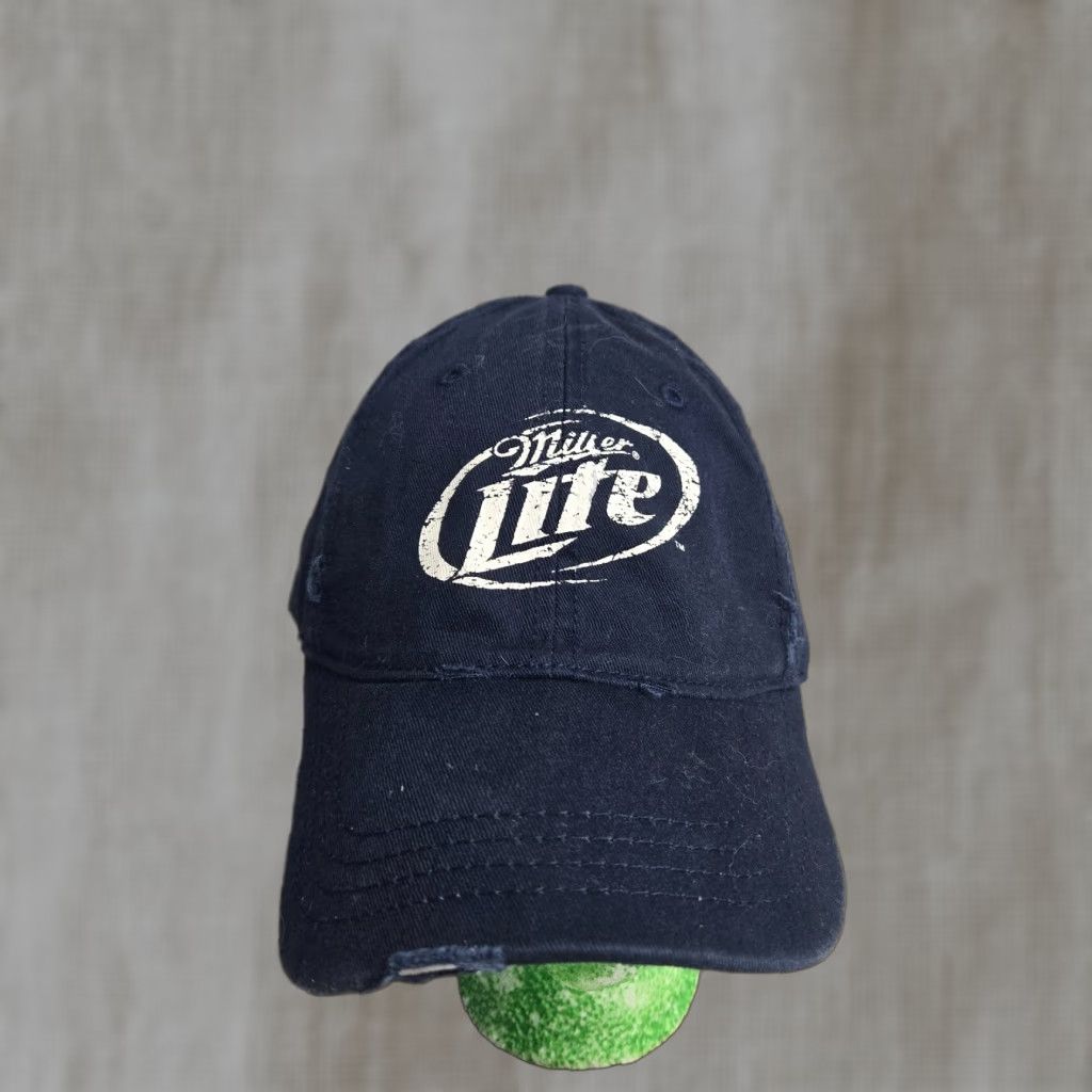 Vintage Miller Lite Hat Adult Adjustable Navy Blue Strapback Distressed Cap Baseball Cap Men One Size Blue Size ONE SIZE - 1 Thumbnail