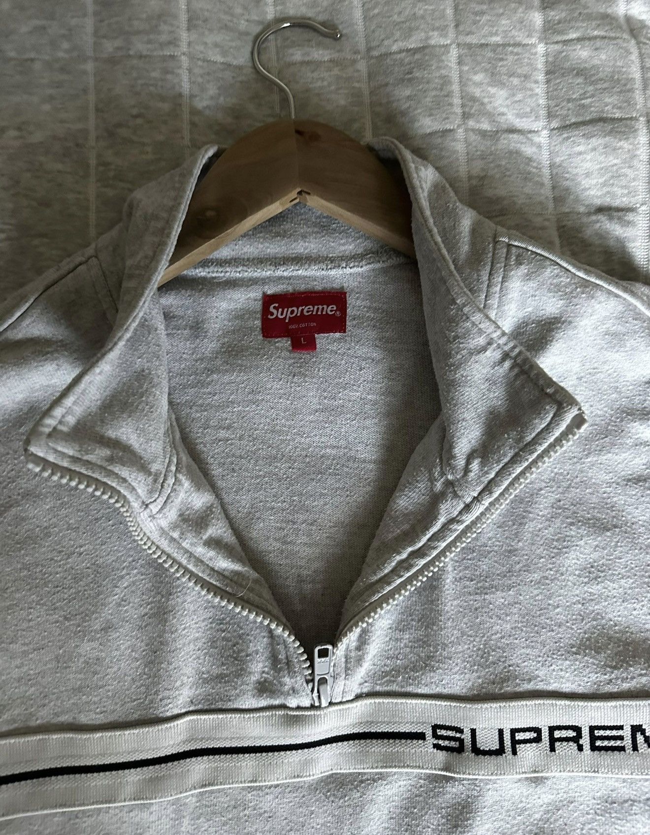 Supreme Supreme Logo Piping Half Zip Sweatshirt Ash Grey Size US L / EU 52-54 / 3 - 2 Thumbnail