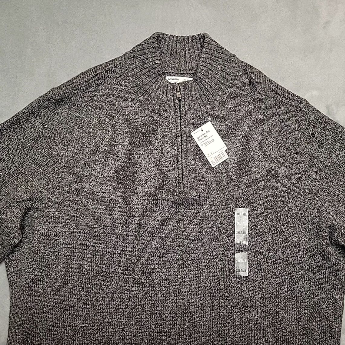 Vintage VINTAGE Sonoma Sweater Mens XXXL Tall Gray 1/4 Zip Cotton Blend Knit Classic NEW Size US XXL / EU 58 / 5 - 2 Thumbnail