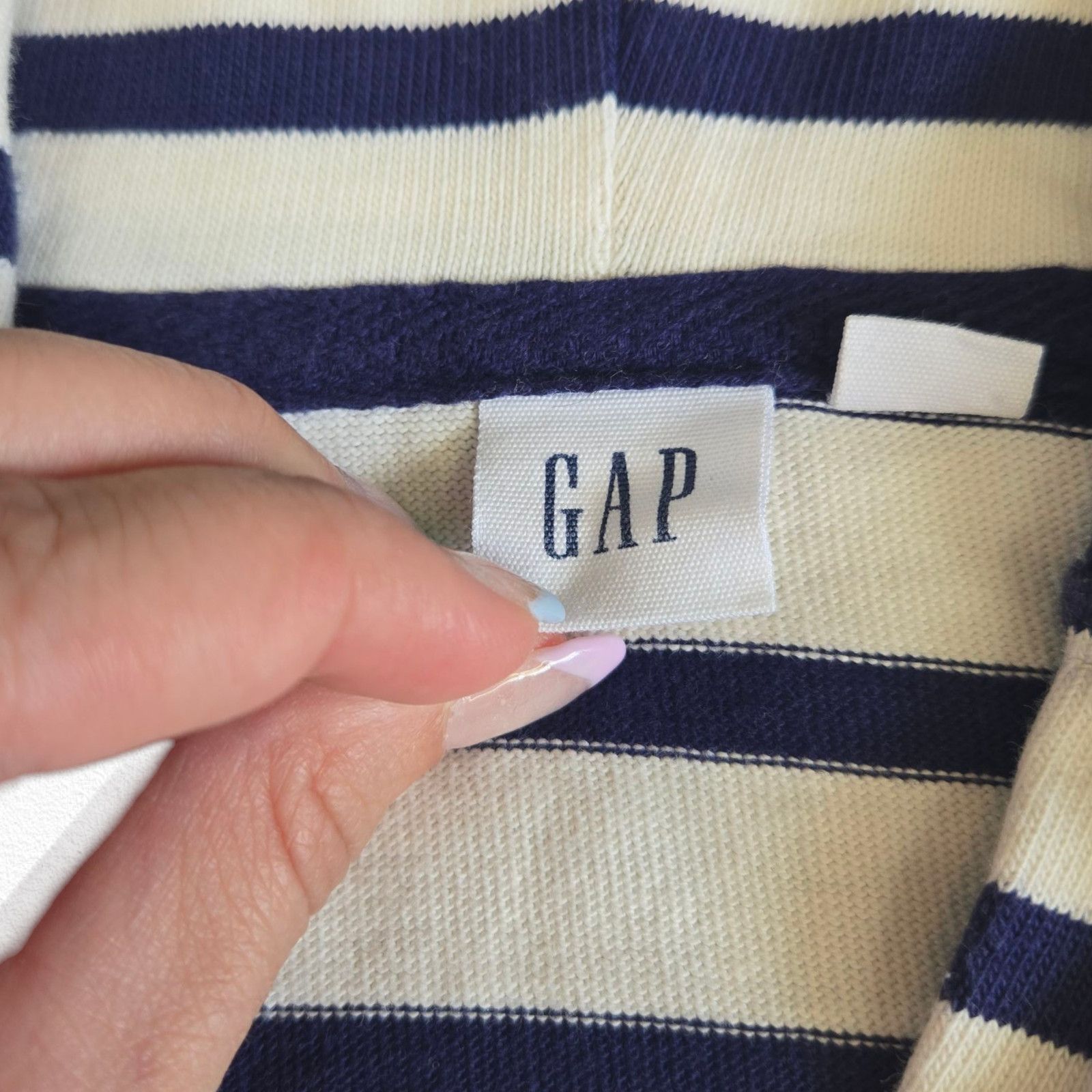 Gap GAP Navy White Striped V-Neck Hoodie Size XS Size XS / US 0-2 / IT 36-38 - 6 Thumbnail