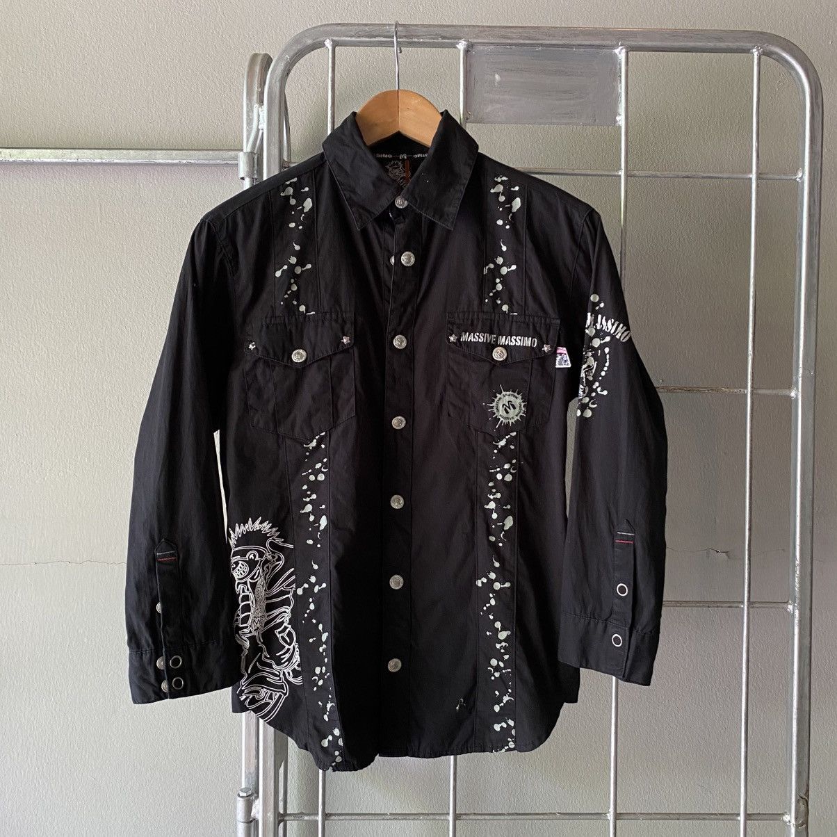 Japanese Brand × Massimo Osti MASSIVE MASSIMO Y2K PUNK Black Sheer Graphic Shirt Size US M / EU 48-50 / 2 - 1 Thumbnail
