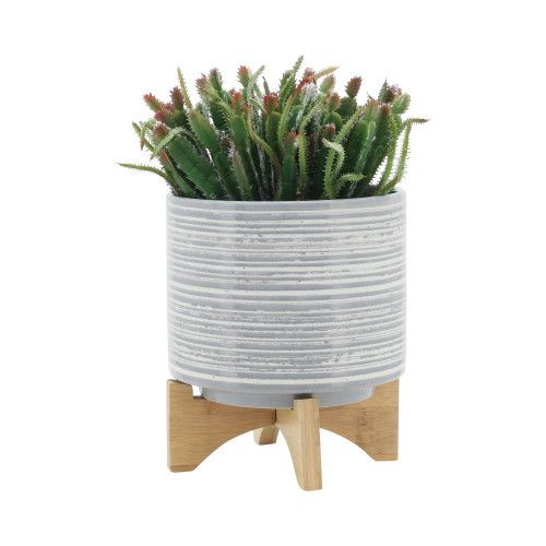 Designer × Homemade CERAMIC, S/2 5/8" PLANTER ON STAND, GRAY Size US L / EU 52-54 / 3 - 4 Thumbnail