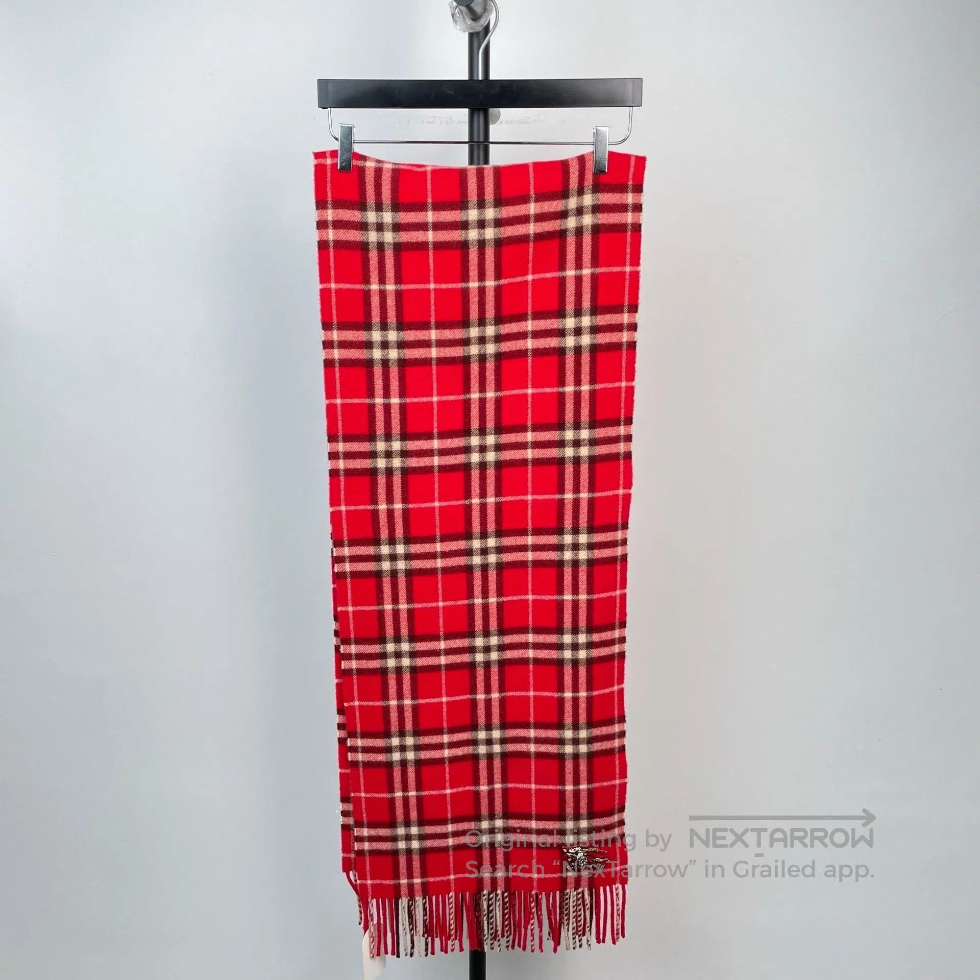 Burberry Burberry Red cashmere classic checkered rainbow scarf| Size ONE SIZE - 4 Thumbnail