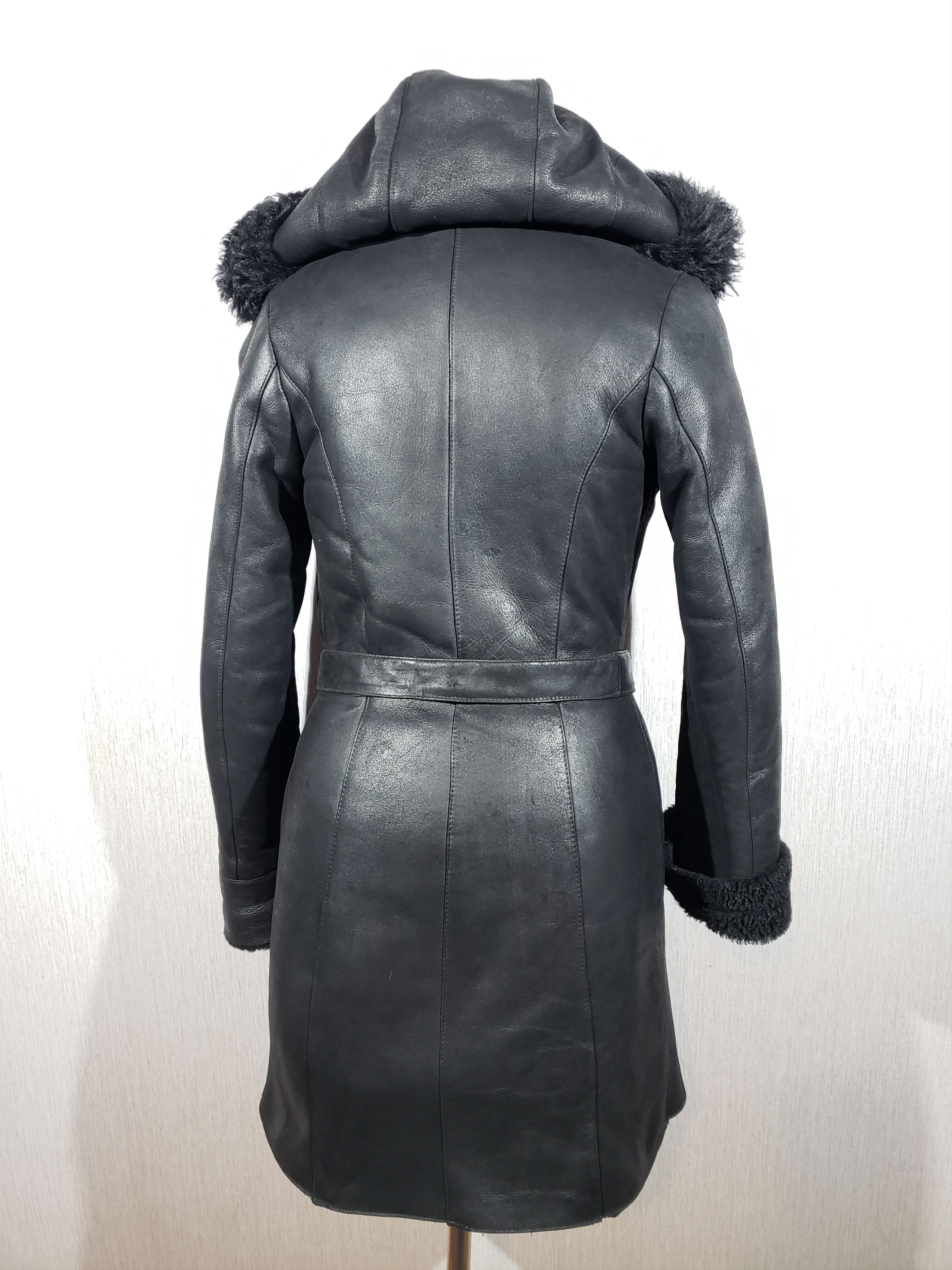 Other Stylish black sheepskin coat with metal zipper and hood. Size S / US 4 / IT 40 - 4 Thumbnail