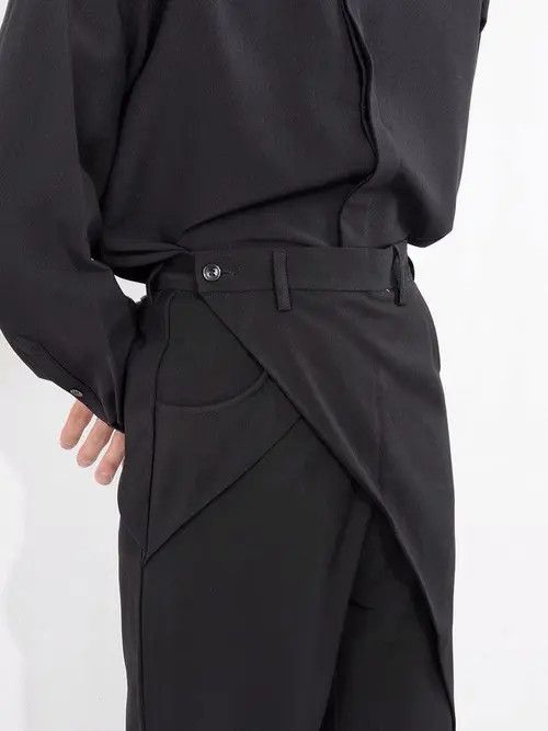 VIBE 💎Retro Pleated Flared Assymetrical Wrap Pants Trousers Y2K Size US 32 / EU 48 - 5 Thumbnail