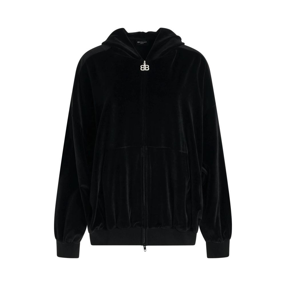 Balenciaga o1s1wg110126 Handwritten Oversized Zip-Up Hoodie in Black Size XS / US 0-2 / IT 36-38 - 1 Thumbnail