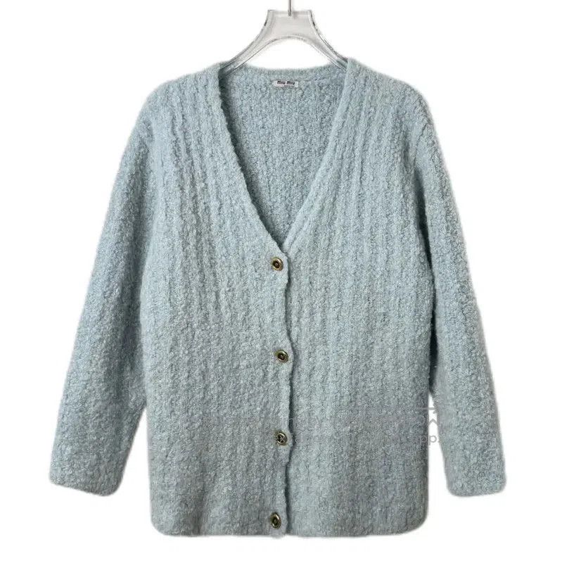 Miu Miu Miu Miu Blue Cotton Blend Sweater for Women . Size L / US 10 / IT 46 - 1 Thumbnail