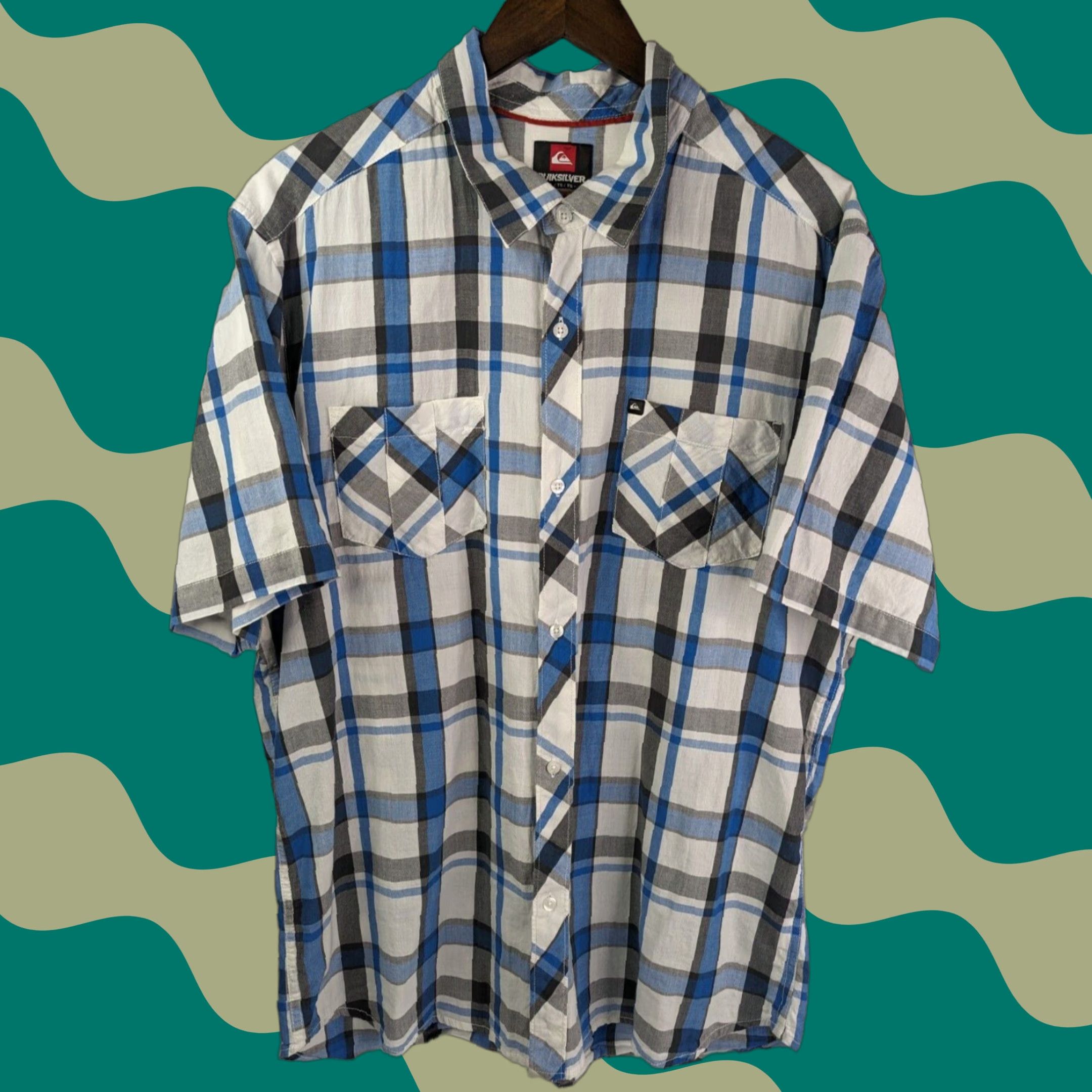 Quiksilver Quiksilver Short Sleeve Button Up Shirt Plaid Multicolor Blue White Men's XL Regular Size Shirt Size XL Men Size US XL / EU 56 / 4 - 1 Thumbnail