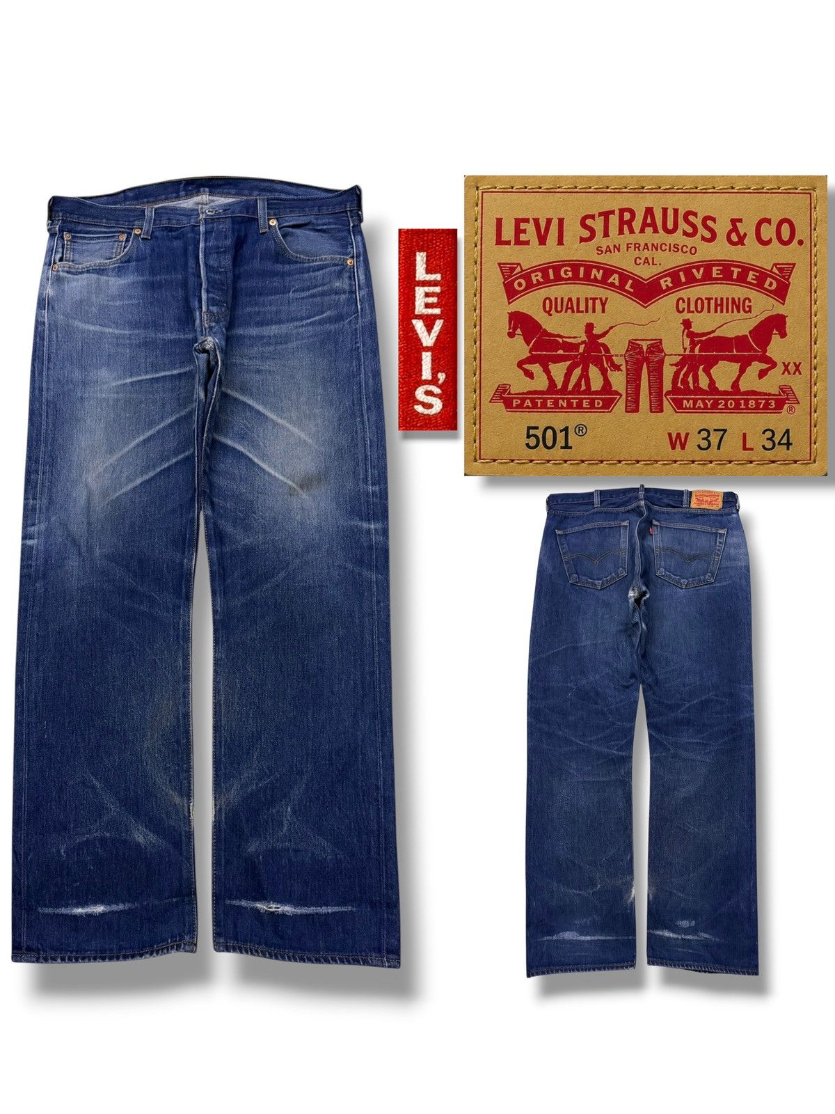 Levi's Vintage Levi’s 501 Denim Jeans | Regular Straight Fit | W37 Size US 37 - 1 Thumbnail