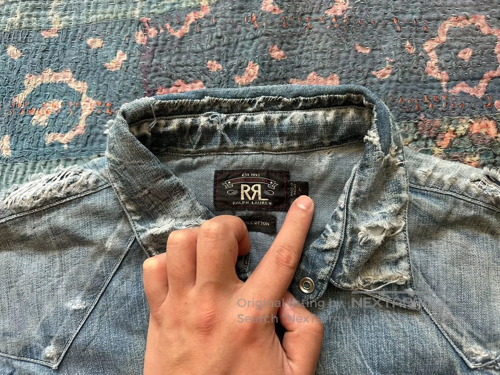 RRL Ralph Lauren vintage rrl western style patched shirt. Size US L / EU 52-54 / 3 - 5 Thumbnail