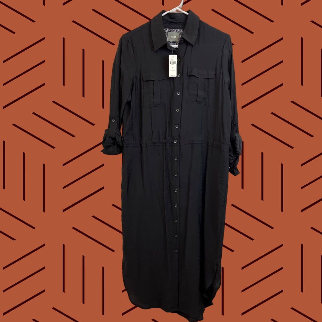 Vintage Maeve Dress Womens Size 6 Carbon Gray Jemima Utility Drawstring Midi Shirt NEW Size M / US 6-8 / IT 42-44 - 1 Thumbnail