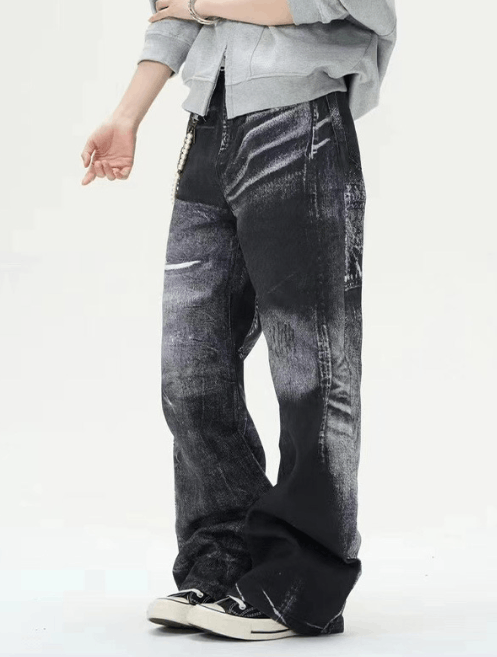 Japanese Brand Street retro washed distressed straight whisker jeans Size US 34 / EU 50 - 3 Thumbnail