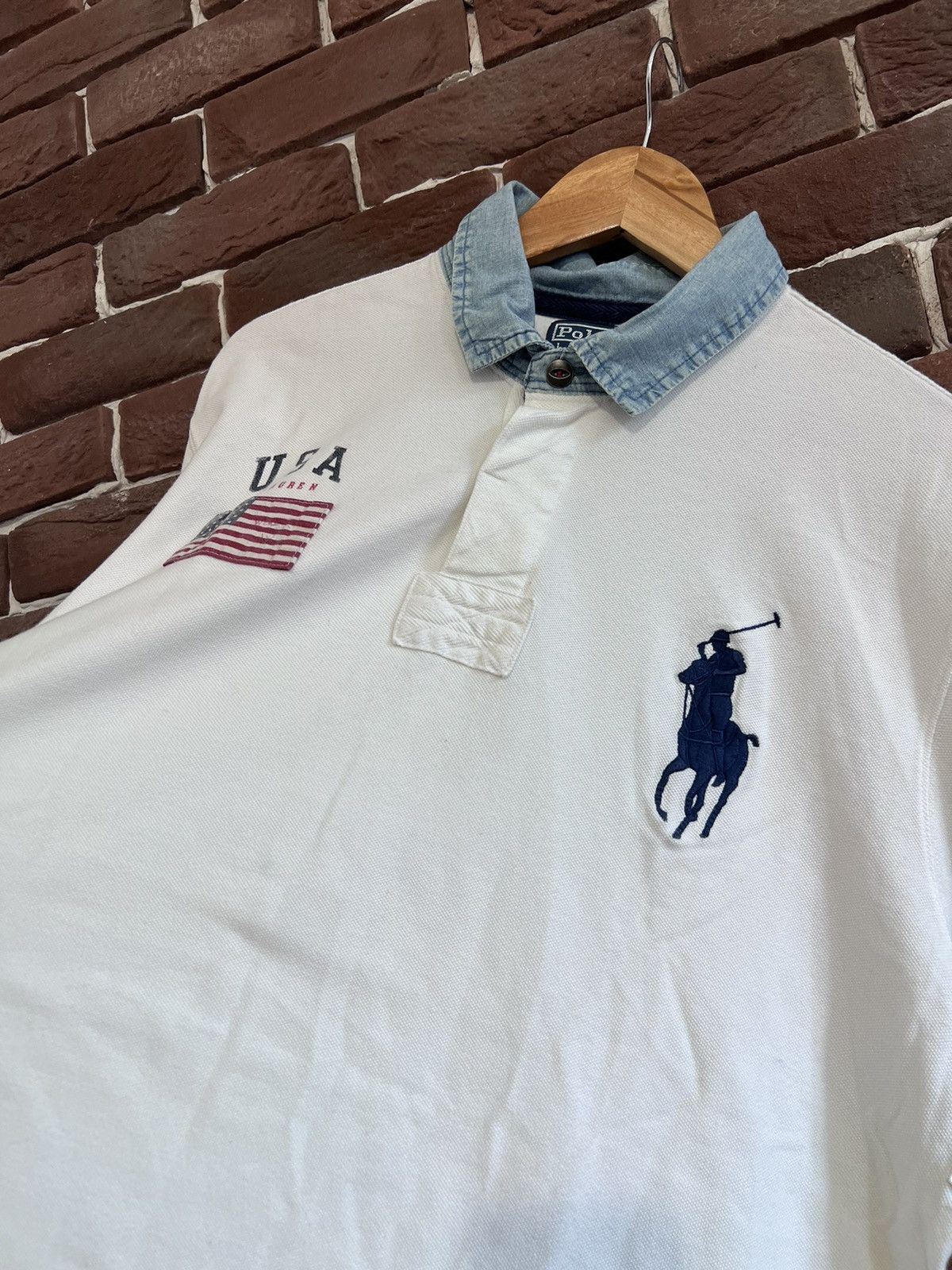 Vintage Polo Ralph Lauren United States USA Polo Shirt Casual Rare Size US XXL / EU 58 / 5 - 5 Thumbnail