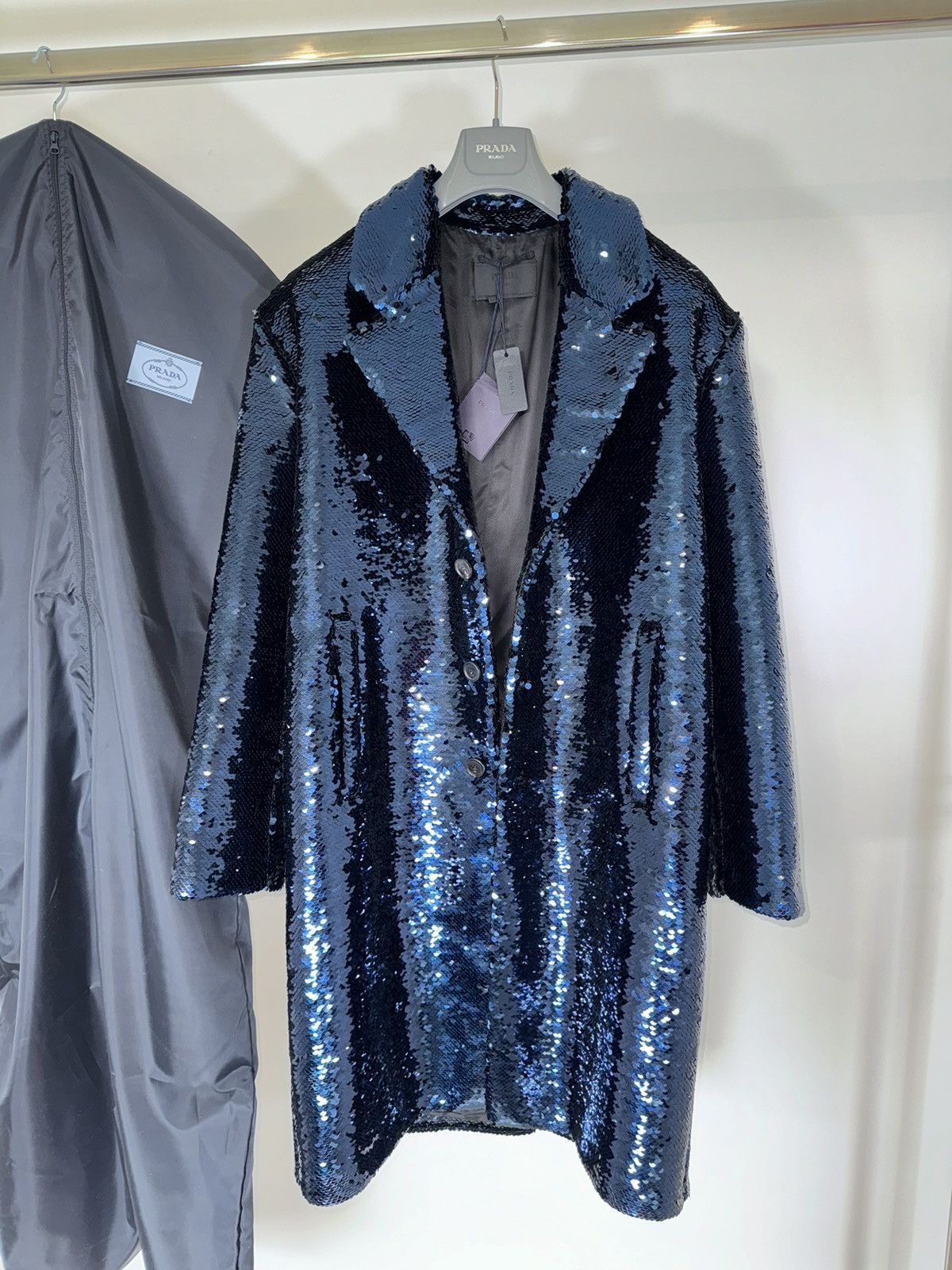 Prada 8200€ Prada BNWT men’s Sequin Cappotto Paillettes coat 48 M Size US M / EU 48-50 / 2 - 1 Thumbnail
