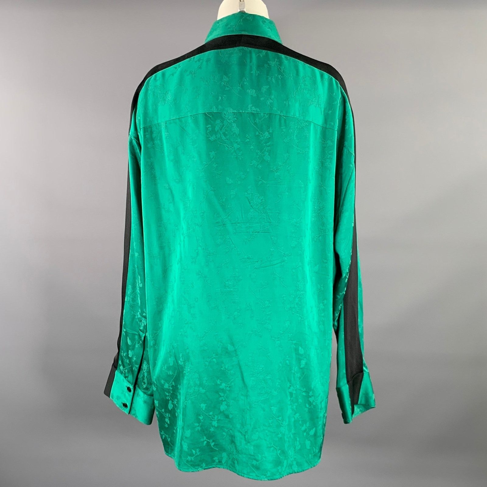 Haider Ackermann HAIDER ACKERMANN S Green Black Jacquard Button Down Shirt Size S / US 4 / IT 40 - 3 Thumbnail