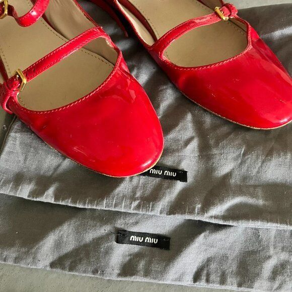 Miu Miu Miu Miu Patent Leather Triple Strap Mary Jane Flats Size US 7 / IT 37 - 2 Thumbnail