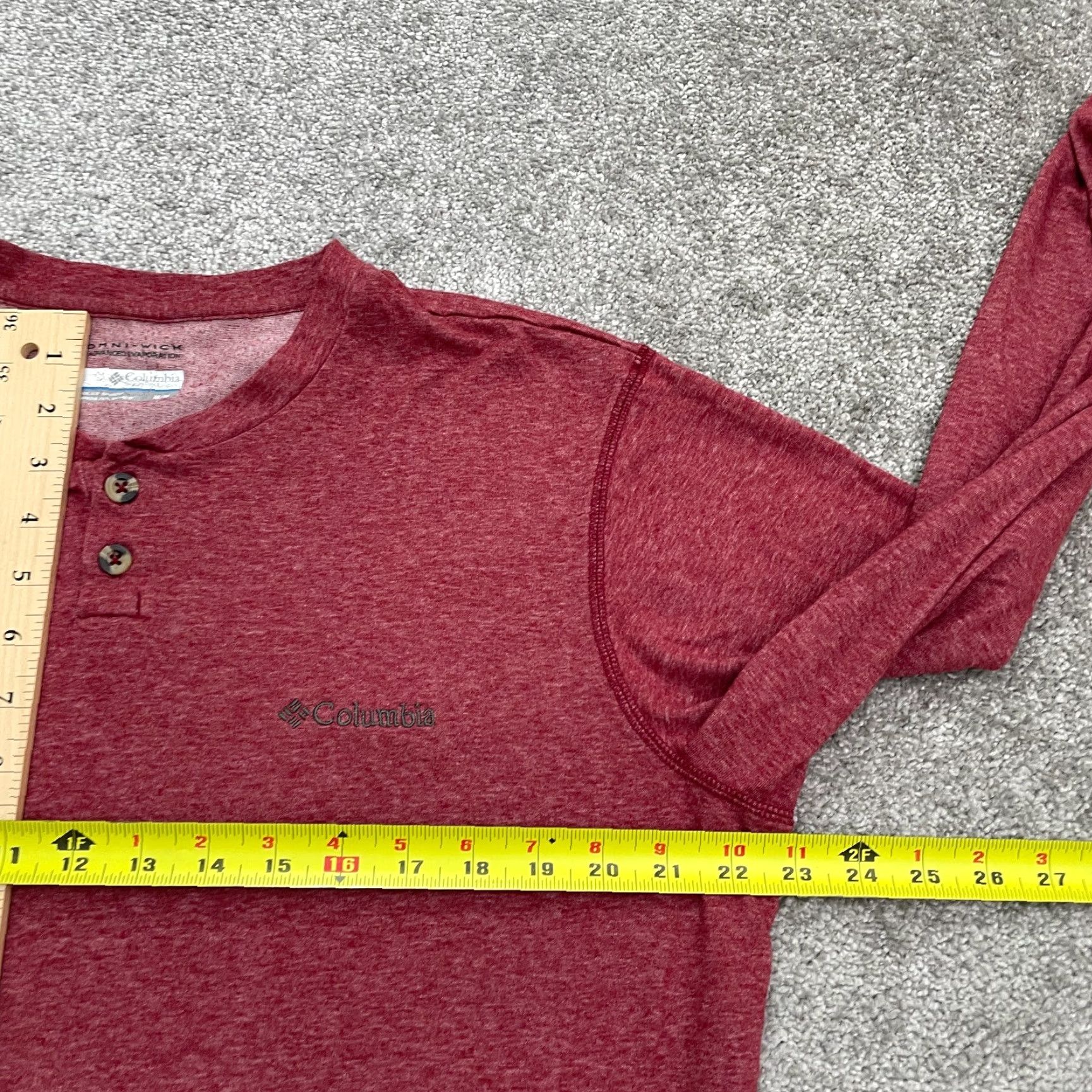 Vintage Columbia Omni Wick Shirt Men Medium Red Long Sleeve Henley Sports Outdoor Active Casual Size US M / EU 48-50 / 2 - 7 Thumbnail