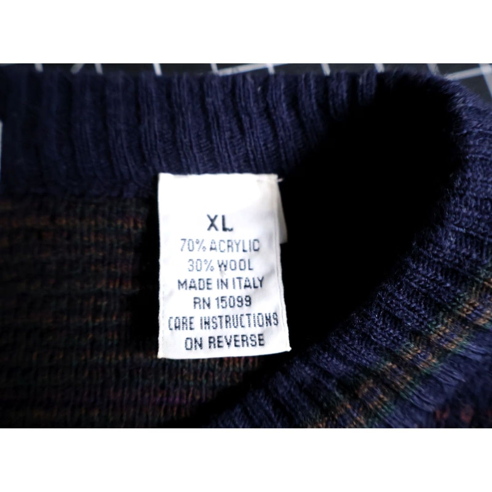 Vintage VINTAGE Florence Tricot Sweater Men XL Dark Blue Green Shadow Plaid Wool Blend Knit Pullover Crew Neck 90s Retro Hipster Casual Wool Blend Size US XL / EU 56 / 4 - 4 Thumbnail